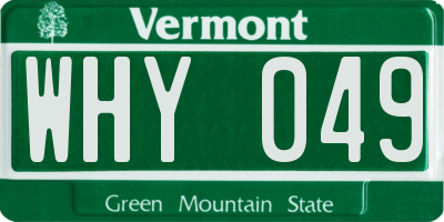 VT license plate WHY049