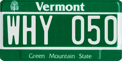 VT license plate WHY050