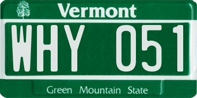 VT license plate WHY051