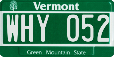 VT license plate WHY052