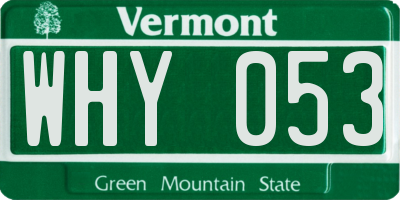 VT license plate WHY053