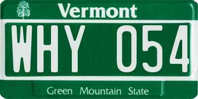 VT license plate WHY054