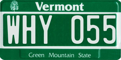VT license plate WHY055