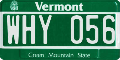 VT license plate WHY056