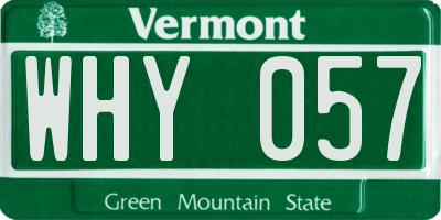 VT license plate WHY057