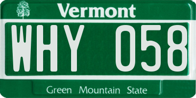 VT license plate WHY058