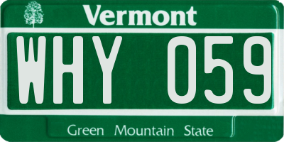 VT license plate WHY059