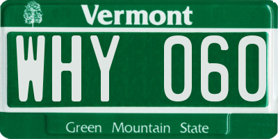 VT license plate WHY060
