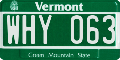 VT license plate WHY063