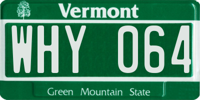 VT license plate WHY064