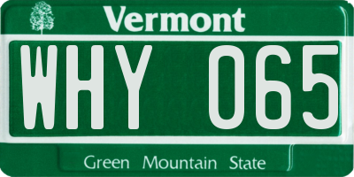 VT license plate WHY065