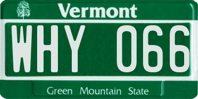 VT license plate WHY066