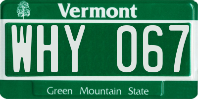 VT license plate WHY067