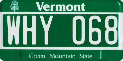 VT license plate WHY068
