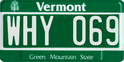 VT license plate WHY069