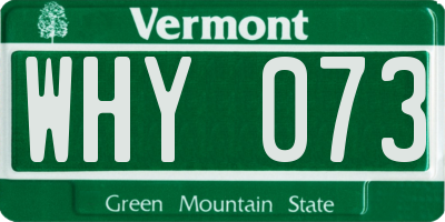 VT license plate WHY073