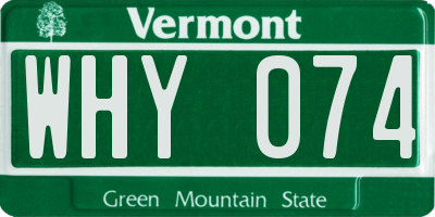 VT license plate WHY074