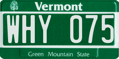 VT license plate WHY075