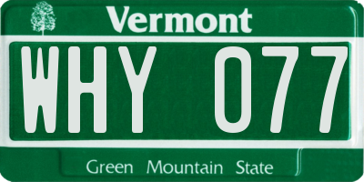 VT license plate WHY077