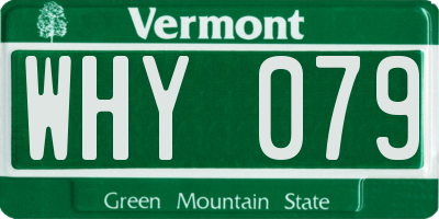 VT license plate WHY079