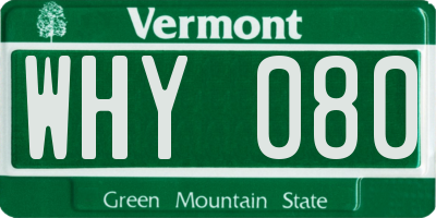 VT license plate WHY080