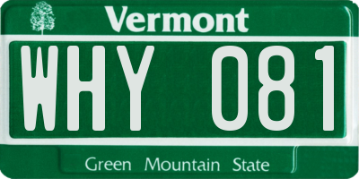 VT license plate WHY081
