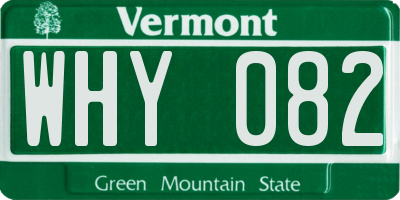 VT license plate WHY082