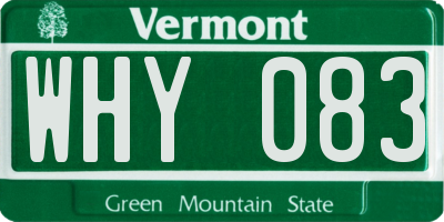 VT license plate WHY083