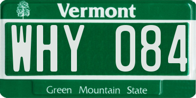 VT license plate WHY084