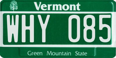 VT license plate WHY085