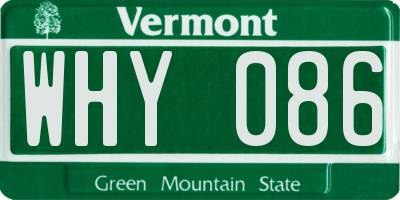 VT license plate WHY086