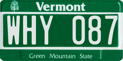 VT license plate WHY087
