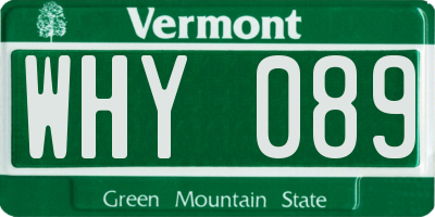 VT license plate WHY089