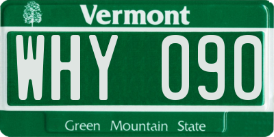 VT license plate WHY090