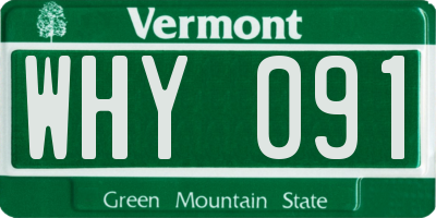 VT license plate WHY091