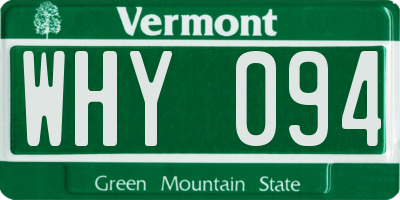 VT license plate WHY094