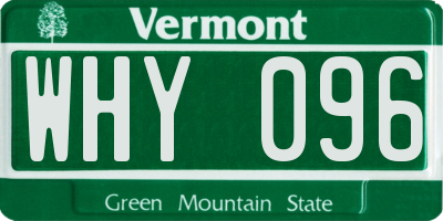 VT license plate WHY096