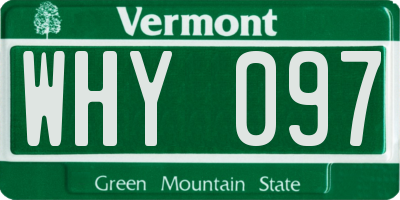 VT license plate WHY097
