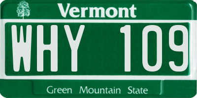 VT license plate WHY109