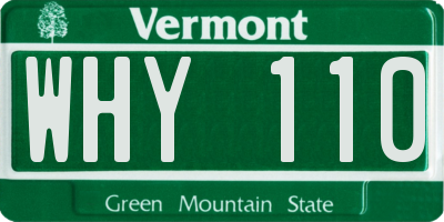 VT license plate WHY110