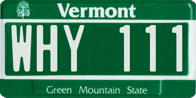 VT license plate WHY111