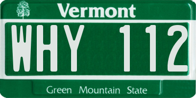 VT license plate WHY112
