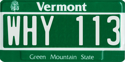 VT license plate WHY113