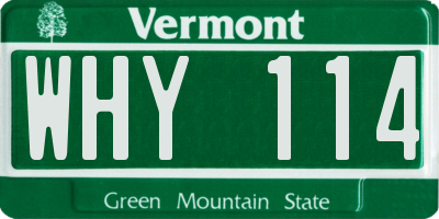 VT license plate WHY114
