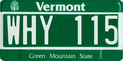 VT license plate WHY115