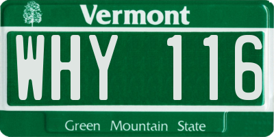 VT license plate WHY116