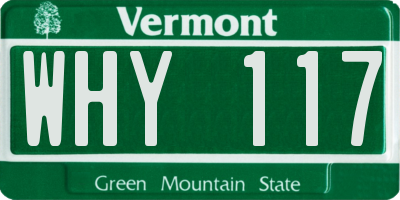VT license plate WHY117
