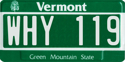 VT license plate WHY119