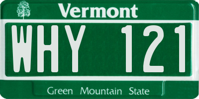 VT license plate WHY121