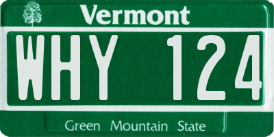 VT license plate WHY124